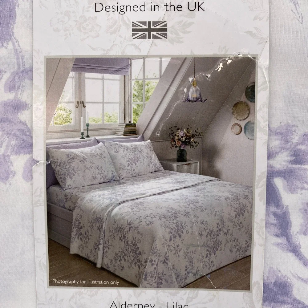 Cabbages & Roses Sheet Set Queen Alderney Lilac Floral 100% Cotton Percale